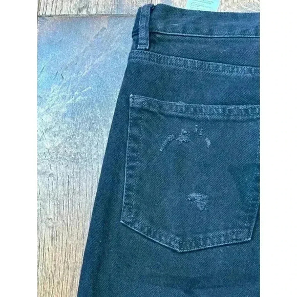 Free People Black washed Jeans Womens 27 High Rise Ripped Straight Leg - Picture 12 of 13